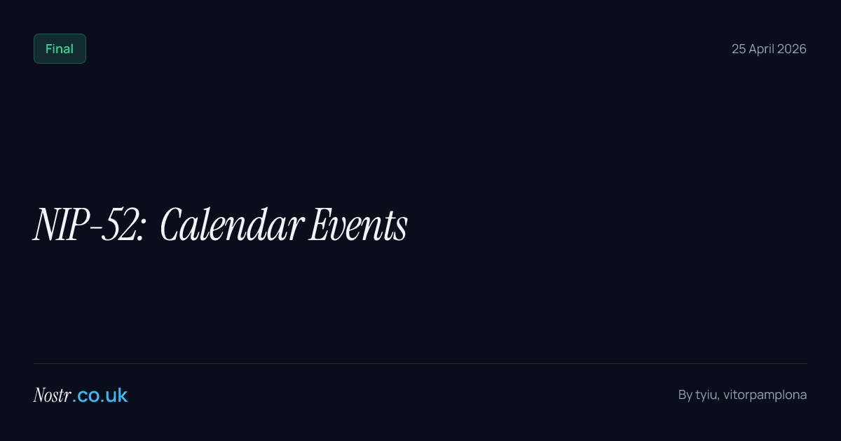 NIP-52: Calendar Events - Nostr Protocol Specification